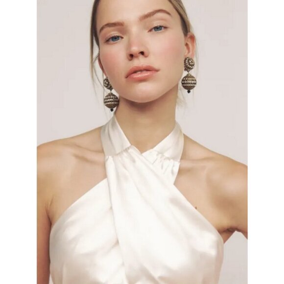 💕REFORMATION💕 Veria Silk Dress ~ Ivory 8 NWT - Picture 9 of 16